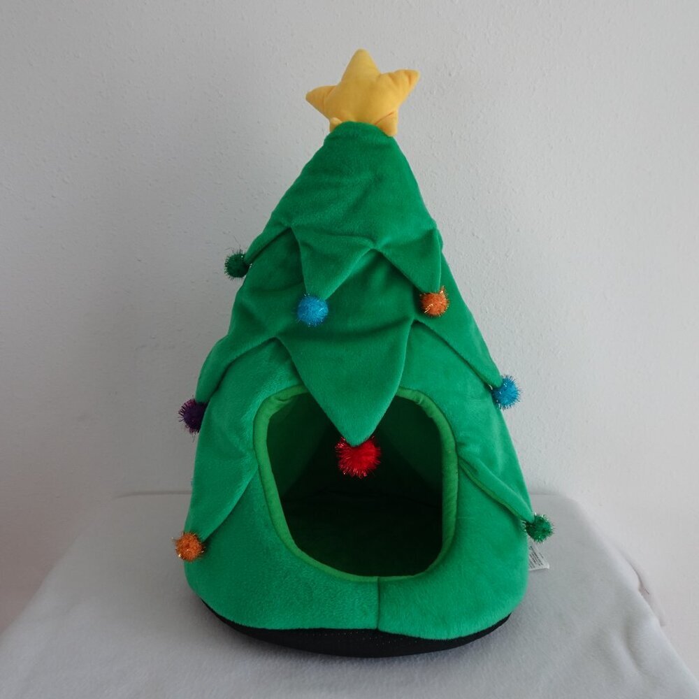 Christmas Tree Dog Cat House Pet Hut Cave Hiding Spot Cozy Area Travel